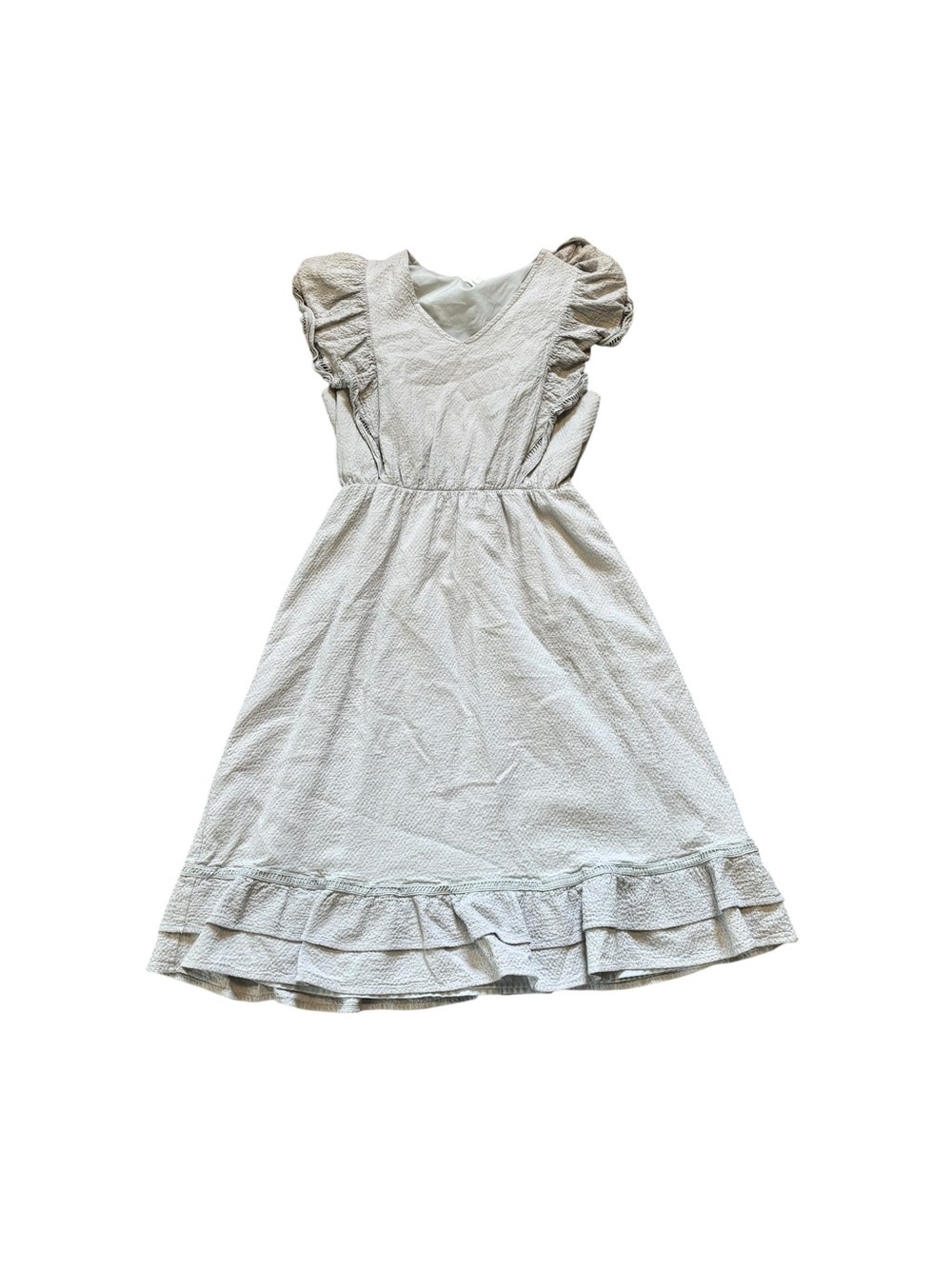 DownEast Cream Ruffle Sleeve Dress for Kids